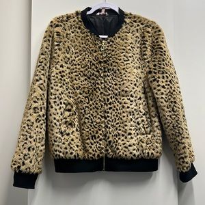 JUICY COUTURE faux fur leopard print bomber jacket